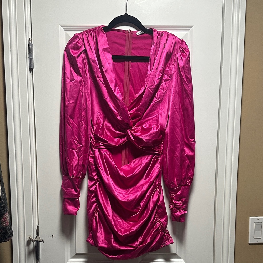 Elegant Pink Satin Dress